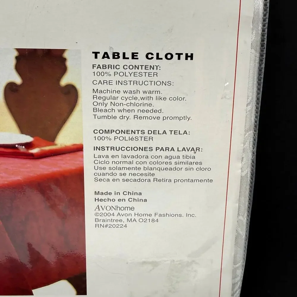 Avon Style Lab White Damask Tablecloth 70x144 Oblong Rectangle Christmas Holiday